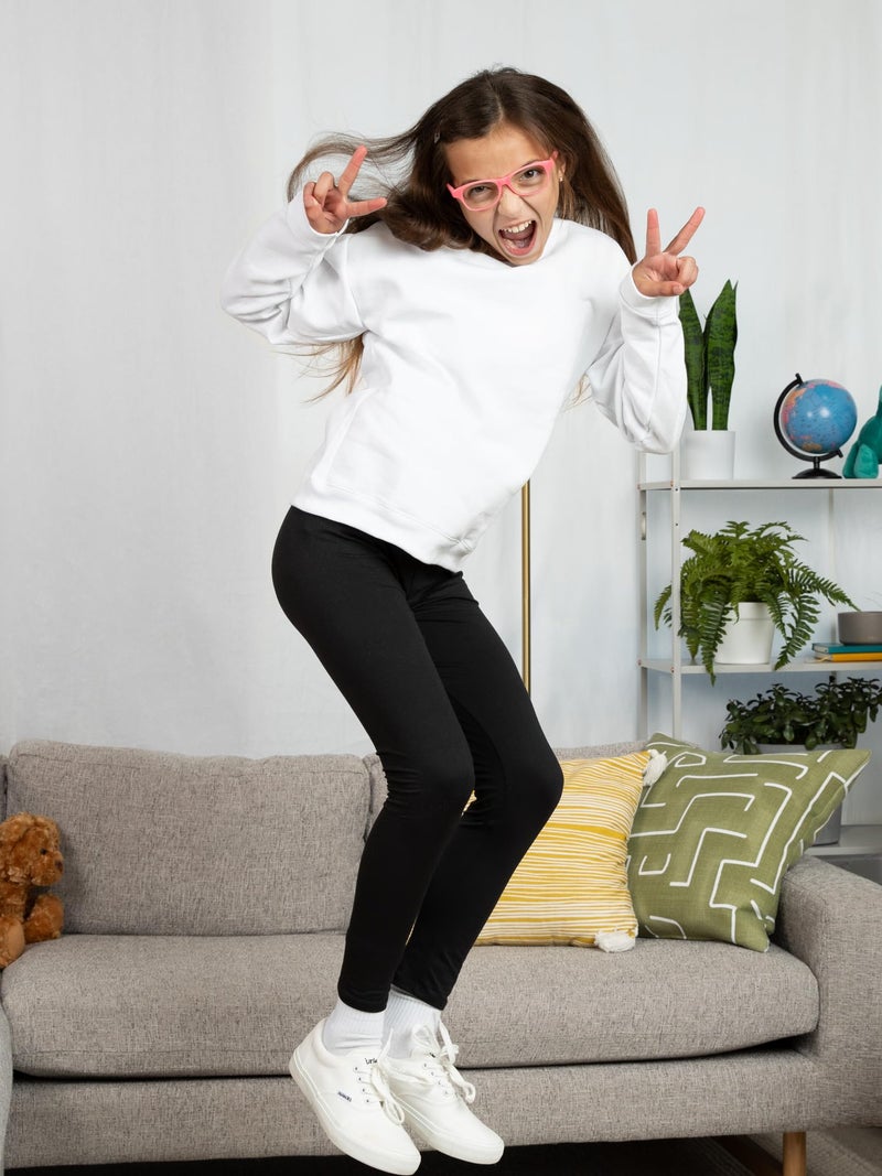 Popular Girl's Solid and Print Active Leggings - 2 Pack - Solid Black - Large - Image 2